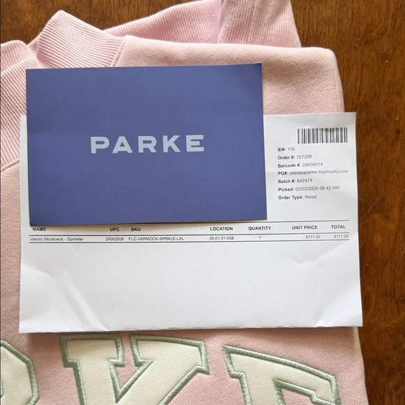 Parke Varsity Mockneck Sprinkle + White L/XL, NWT - Picture 5 of 5
